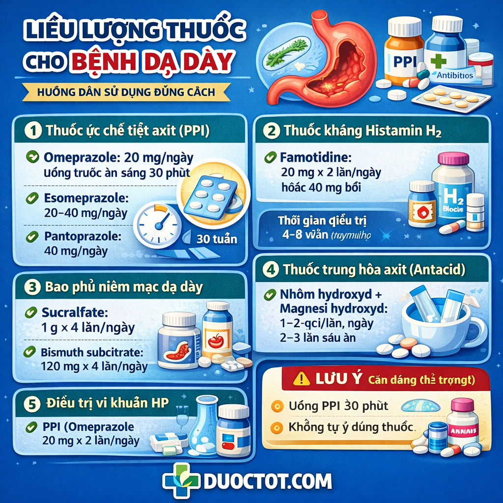 Liều lượng thuốc điều trị dạ dày